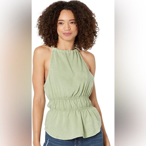 Bella Dahl Smocked Waist Halter Tie Top Women’s size small in washed green - Picture 1 of 6